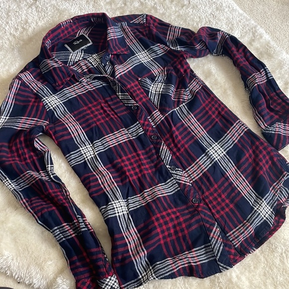 Rails Hunter Navy Red Plaid Flannel Button Down Shirt sz XS - Picture 2 of 8